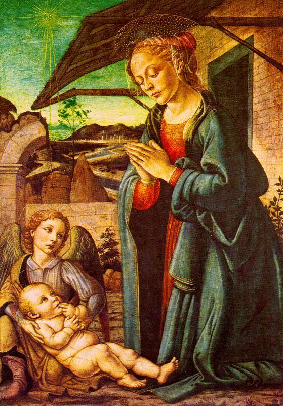 BOTTICINI, Francesco The Madonna Adoring the Child Jesus